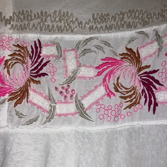Free People Love Letter Tee Embroidered Sheer Swing top - Picture 5 of 7